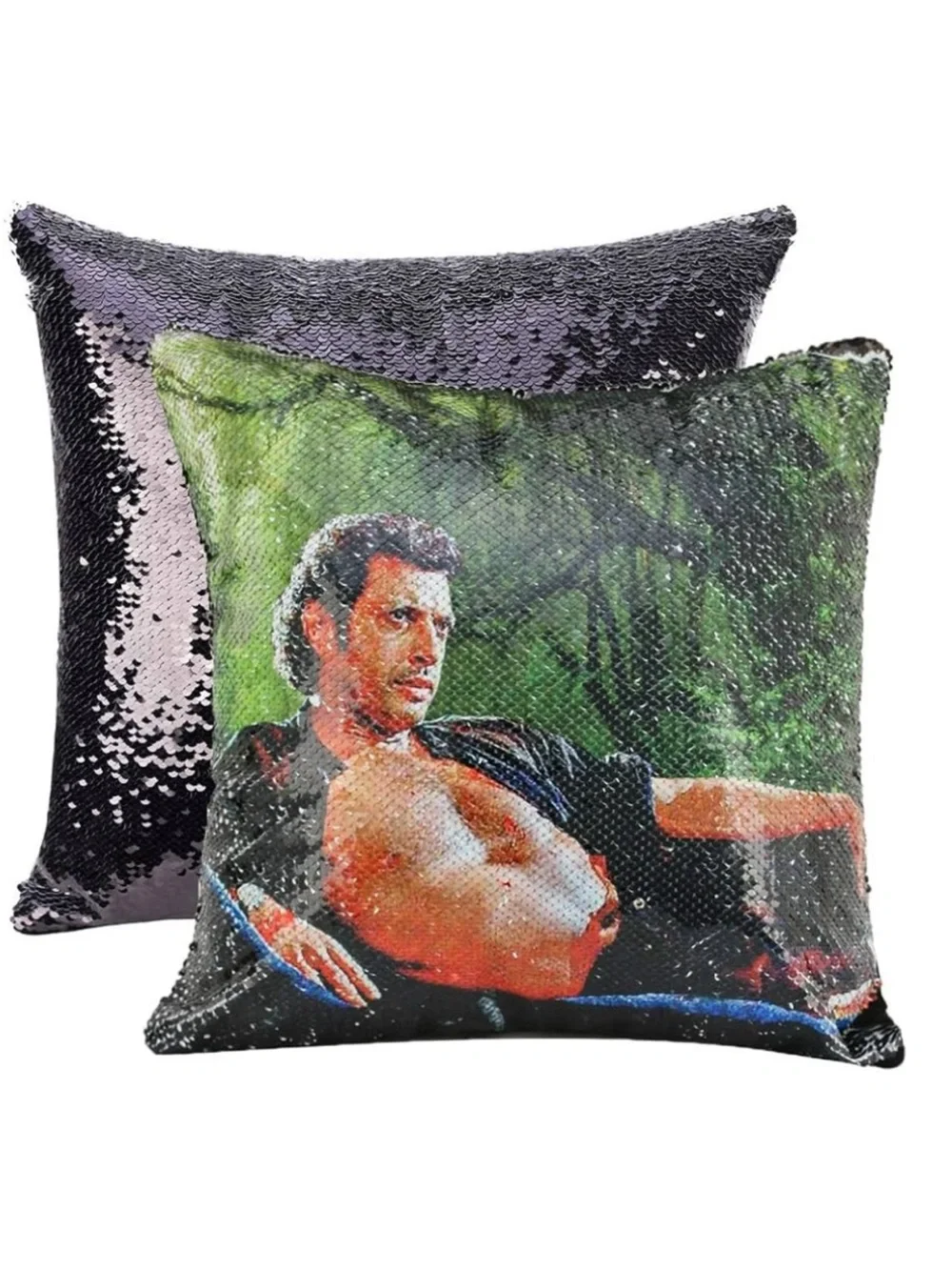 Jeff Goldblum Jurassic Park Reversible Sequin Flip Pillow 15 X 15 Cushion Decor